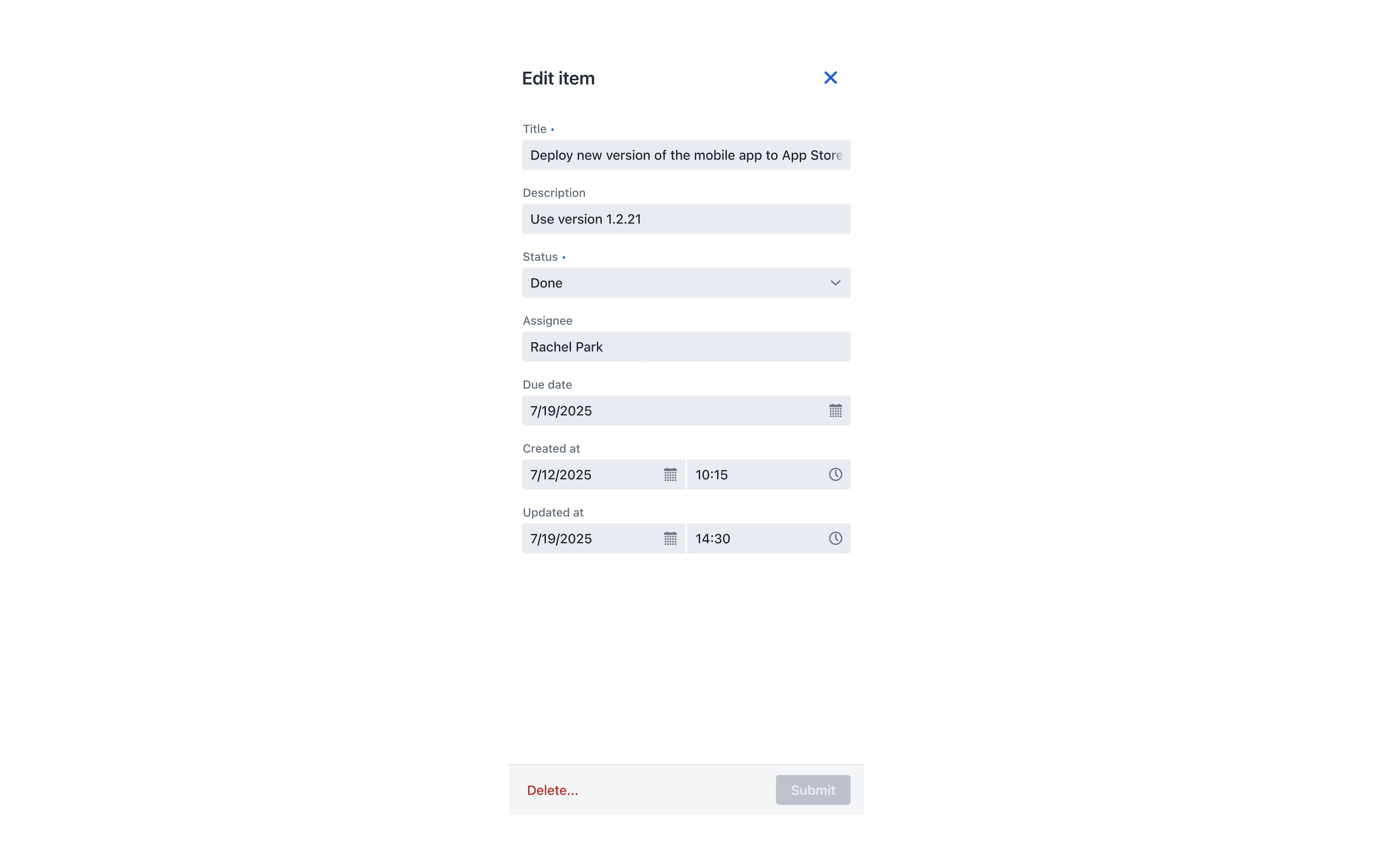 AutoCrud Aufgaben-Details Mobile