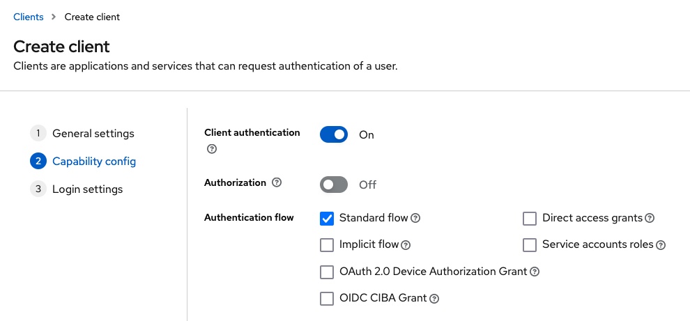 Keycloak - Client erstellen - Authentication