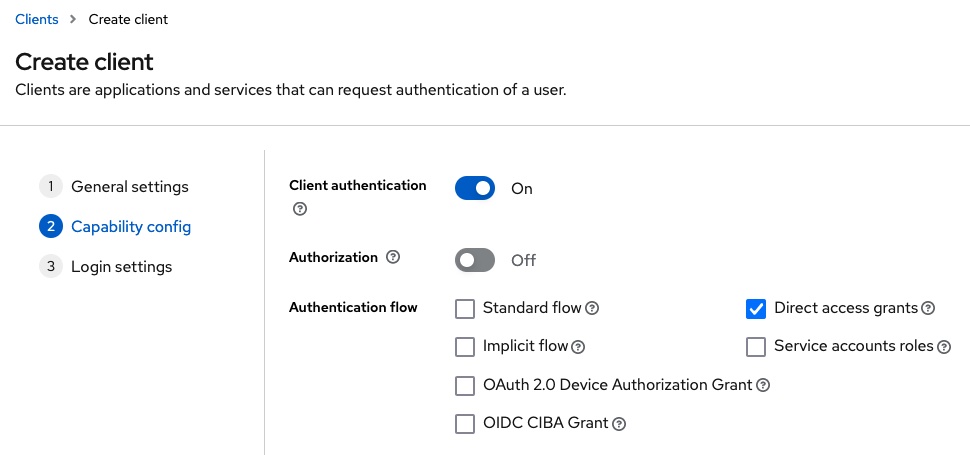 Keycloak - Client erstellen - Authentication