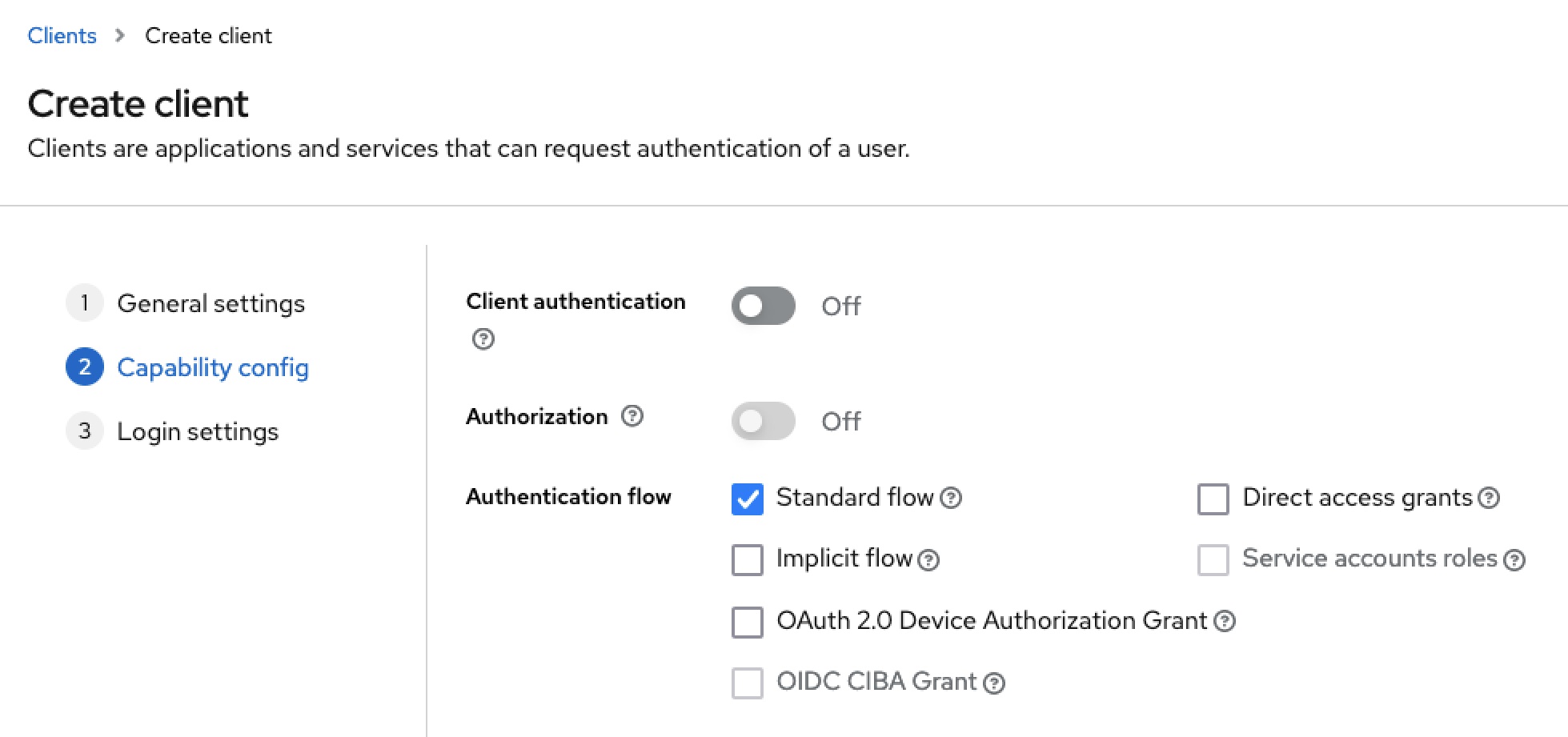 Keycloak - Client erstellen - Authentication