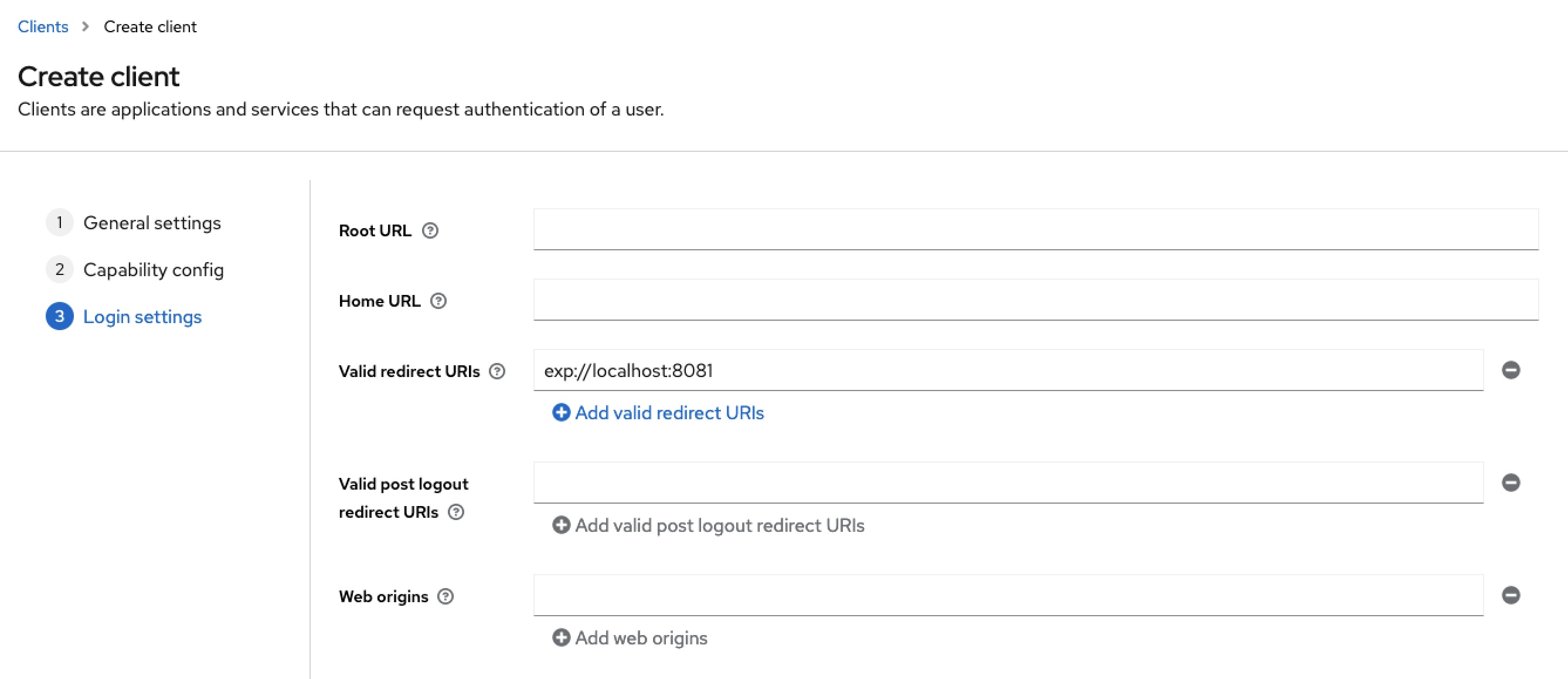 Keycloak - Client erstellen - Redirect