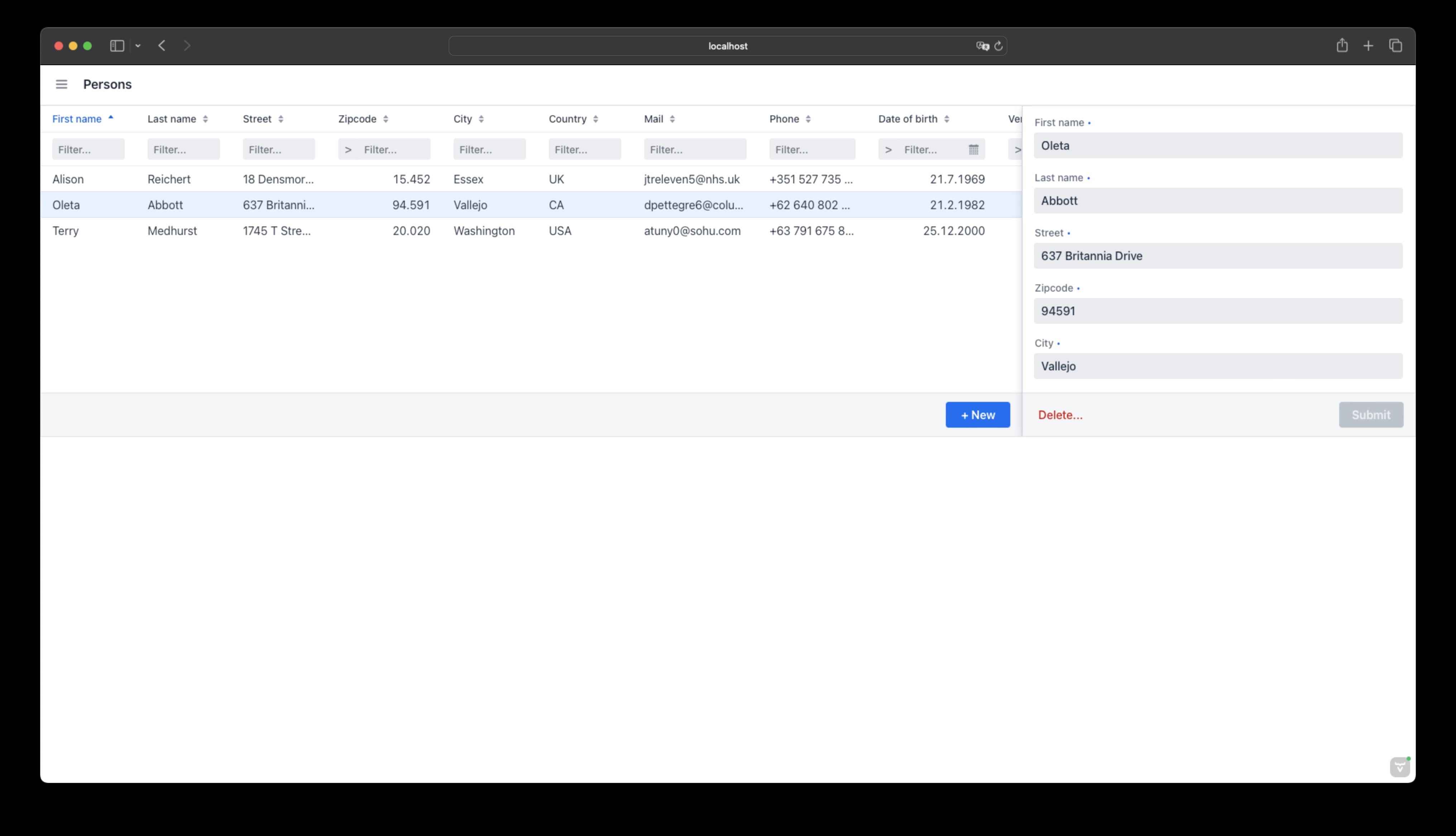 AutoCrud with PersonService