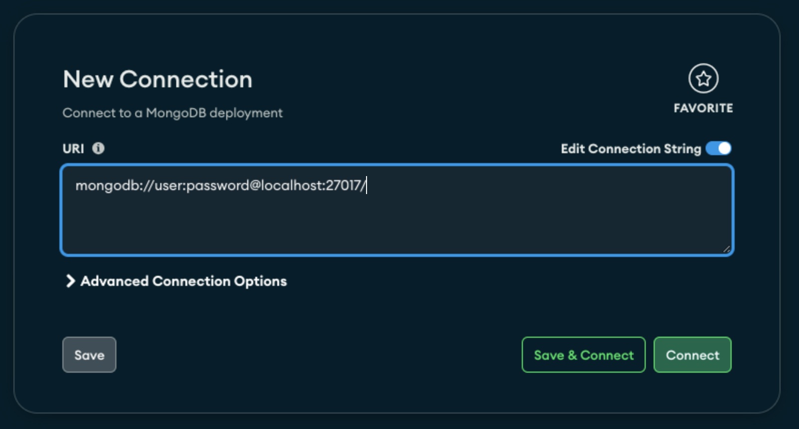 MongoDB Compass - New Connection