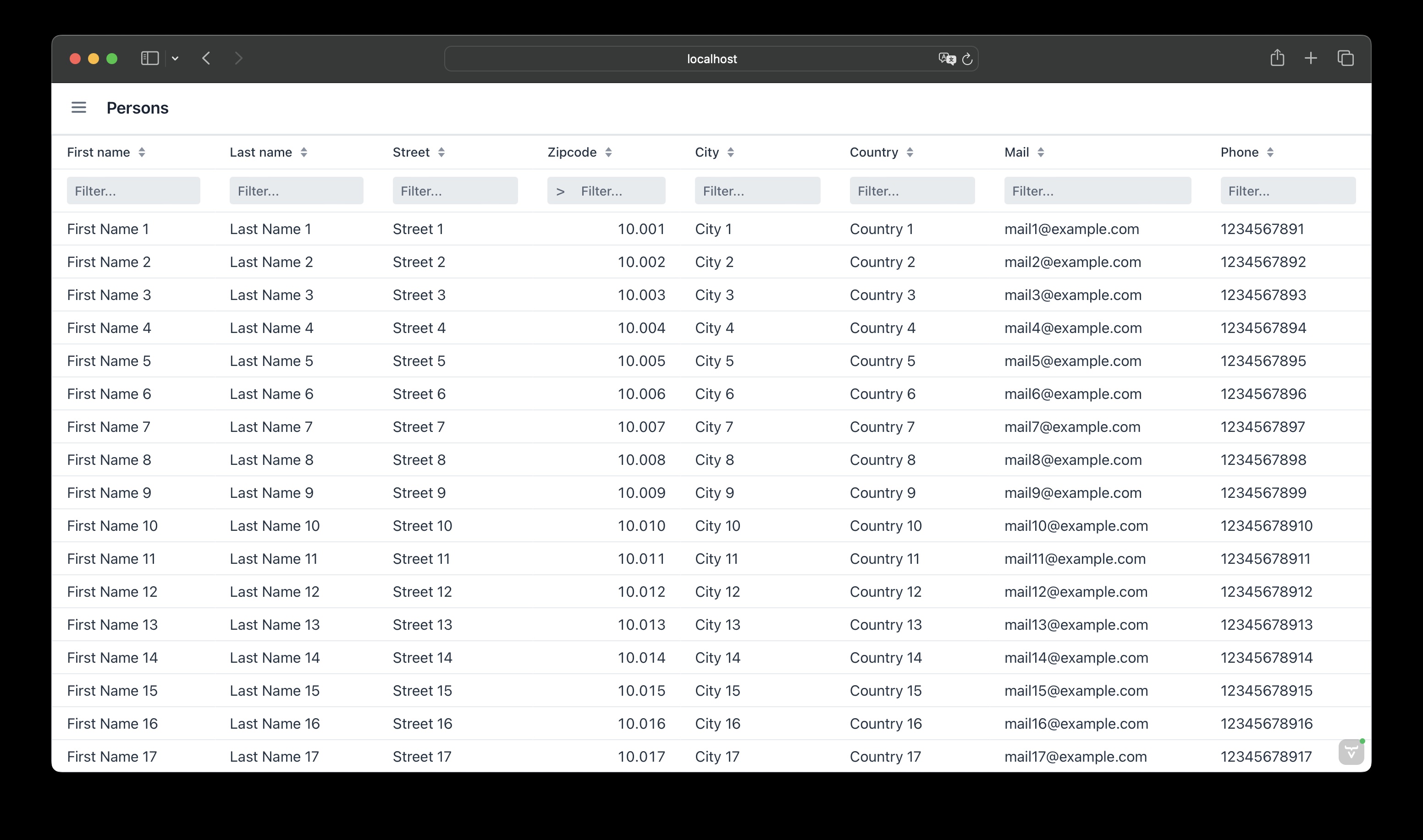 AutoGrid with PersonService