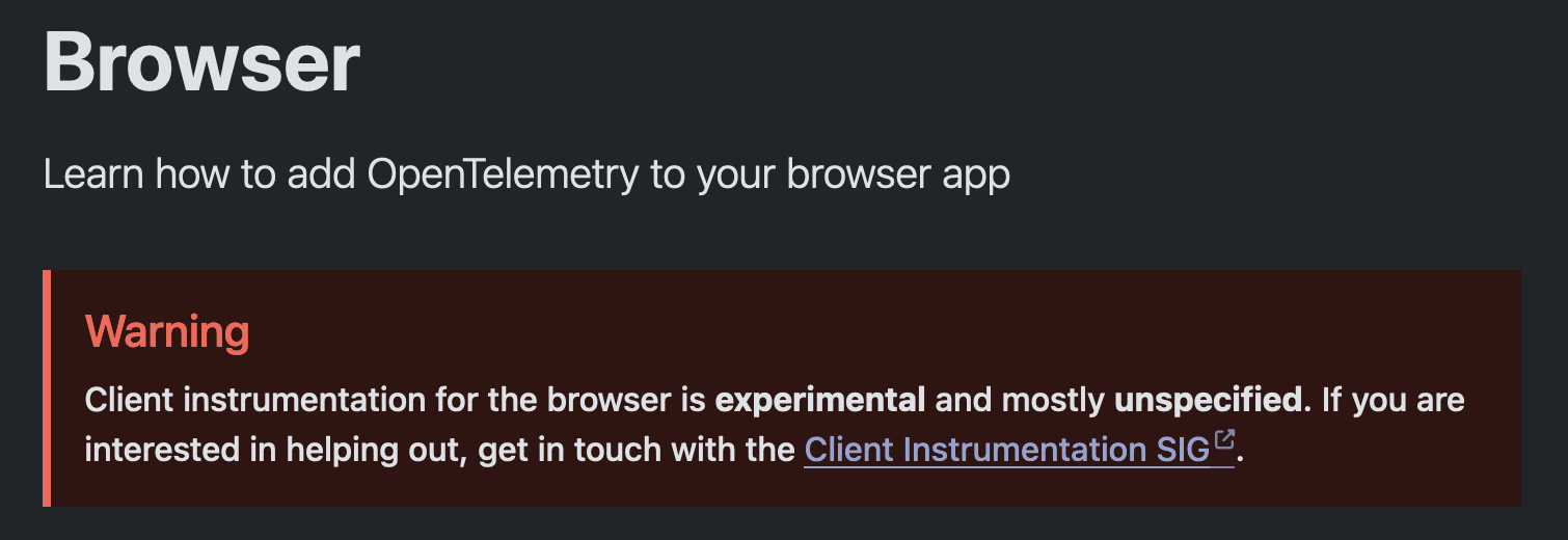 Warning OpenTelemetry JavaScript Browser